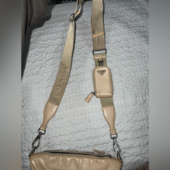 Prada Triangle Leather Shoulder Bag in Sand Beige LIKE NEW - Picture 6 of 16